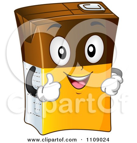 Clipart Happy Chocolate Milk Box Mascot Holding A Thumb Up - Royalty Free Vector Illustration by BNP Design Studio