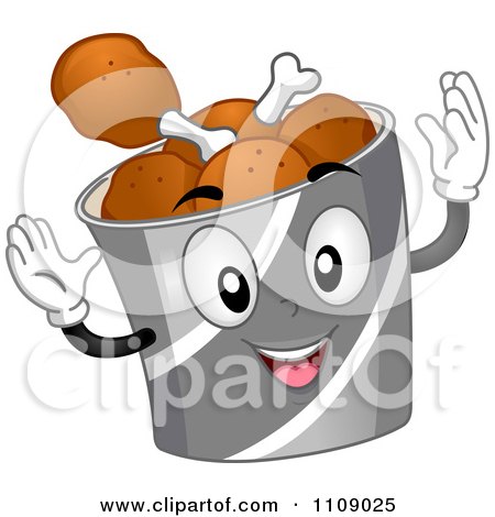 Clipart Happy Chicken Drumstick Bucket Mascot - Royalty Free Vector Illustration by BNP Design Studio