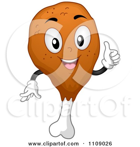 Clipart Happy Chicken Drumstick Mascot Holding A Thumb Up - Royalty Free Vector Illustration by BNP Design Studio
