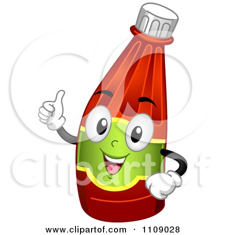 Clipart Happy Ketchup Bottle Mascot Holding A Thumb Up - Royalty Free Vector Illustration by BNP Design Studio