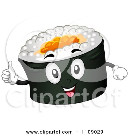 Clipart Happy Maki Sushi Mascot Holding A Thumb Up - Royalty Free Vector Illustration by BNP Design Studio