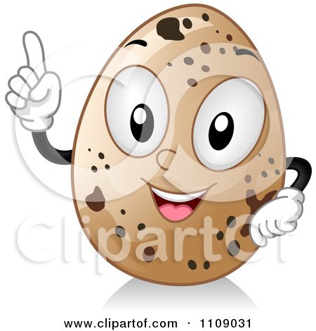 Clipart Quail Egg Mascot With An Idea - Royalty Free Vector Illustration by BNP Design Studio