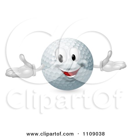 Clipart Happy Golf Ball Mascot - Royalty Free Vector Illustration by AtStockIllustration