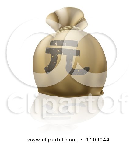 Clipart Money Bag Sack With A Chinese Yuan Renminbi Currency Symbol - Royalty Free Vector Illustration by AtStockIllustration