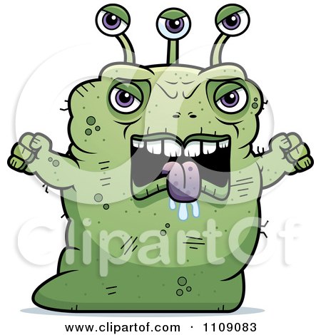 Clipart Ugly Angry Green Alien - Royalty Free Vector Illustration by Cory Thoman
