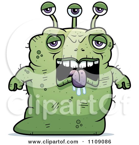 Clipart Ugly Tired Green Alien - Royalty Free Vector Illustration by Cory Thoman