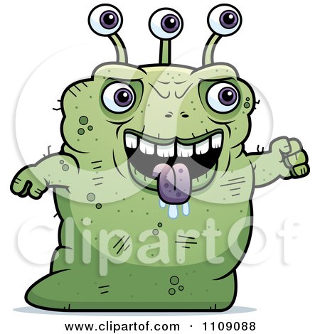 Clipart Ugly Green Alien Walking - Royalty Free Vector Illustration by Cory Thoman
