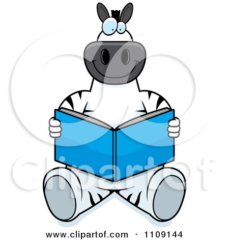Clipart Zebra Sitting And Reading - Royalty Free Vector Illustration by Cory Thoman