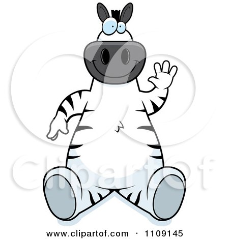 Clipart Zebra Sitting And Waving - Royalty Free Vector Illustration by Cory Thoman