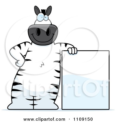 Clipart Zebra Leaning On A Sign - Royalty Free Vector Illustration by Cory Thoman