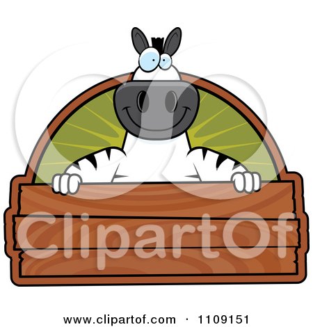 Clipart Zebra Holding A Wood Sign - Royalty Free Vector Illustration by Cory Thoman
