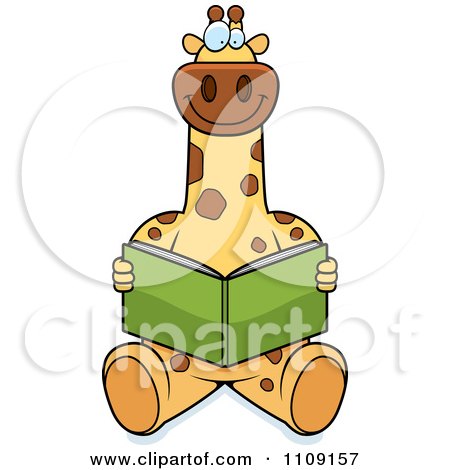 Clipart Giraffe Sitting And Reading - Royalty Free Vector Illustration by Cory Thoman