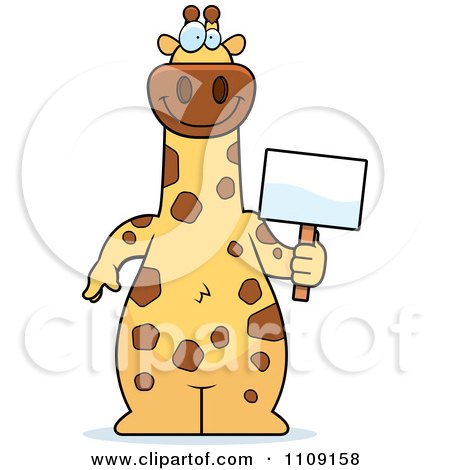 Clipart Giraffe Holding A Sign - Royalty Free Vector Illustration by Cory Thoman