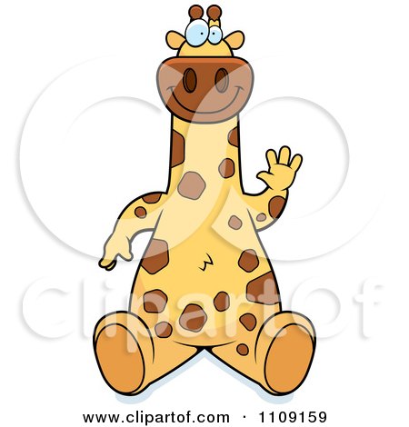 Clipart Giraffe Sitting And Waving - Royalty Free Vector Illustration by Cory Thoman