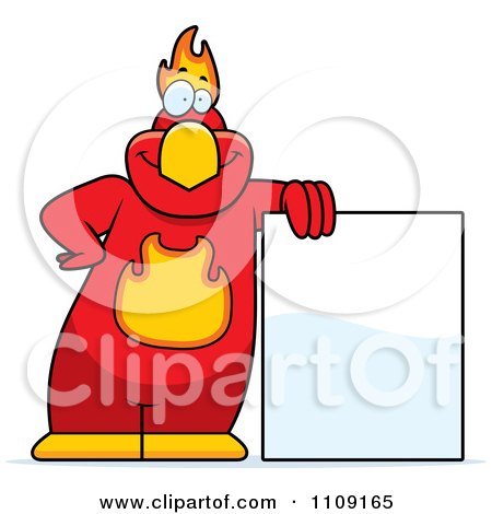 Clipart Phoenix Bird Leaning On A Sign - Royalty Free Vector Illustration by Cory Thoman