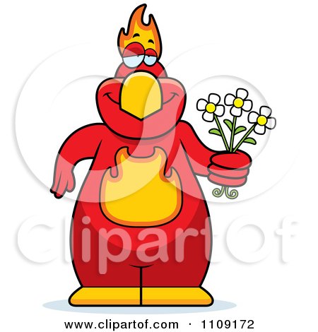 Clipart Phoenix Bird Holding Flowers - Royalty Free Vector Illustration by Cory Thoman