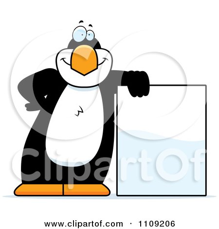 Clipart Penguin Leaning On A Sign - Royalty Free Vector Illustration by Cory Thoman