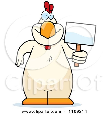 Clipart White Chicken Holding A Sign - Royalty Free Vector Illustration by Cory Thoman