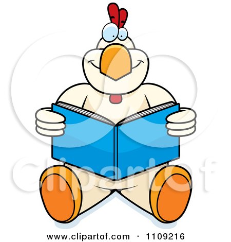 Clipart White Chicken Sitting And Reading - Royalty Free Vector Illustration by Cory Thoman