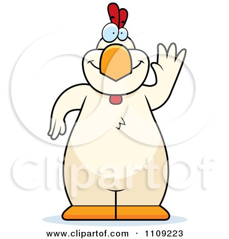 Clipart White Chicken Waving - Royalty Free Vector Illustration by Cory Thoman