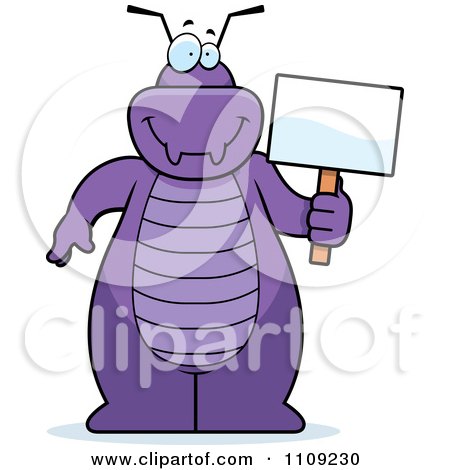 Clipart Purple Bug Holding A Sign - Royalty Free Vector Illustration by Cory Thoman