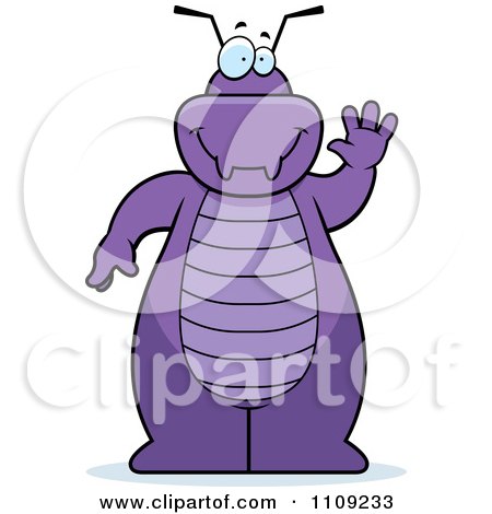 Clipart Purple Bug Waving - Royalty Free Vector Illustration by Cory Thoman