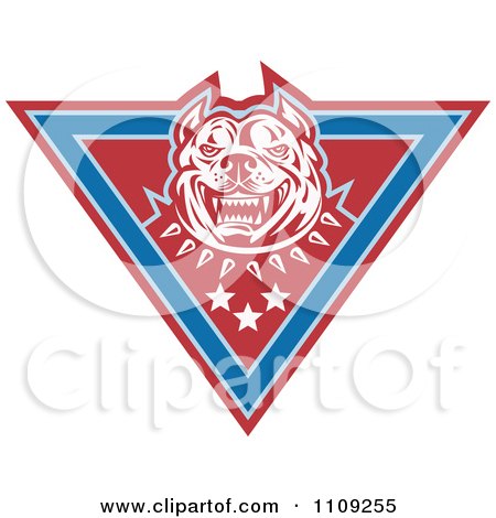Clipart Retro Pitbull Guard Dog On A Security Triangle - Royalty Free Vector Illustration by patrimonio
