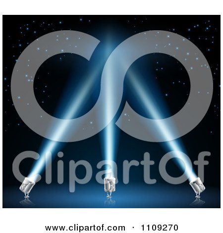 Clipart Spotlights Shining Into A Night Sky - Royalty Free Vector Illustration by AtStockIllustration