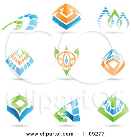Clipart Abstract Green Blue And Orange Mystic Icons - Royalty Free Vector Illustration by cidepix