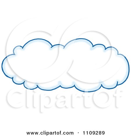 Clipart Blue Outlined Puffy White Cloud - Royalty Free Vector Illustration by LaffToon