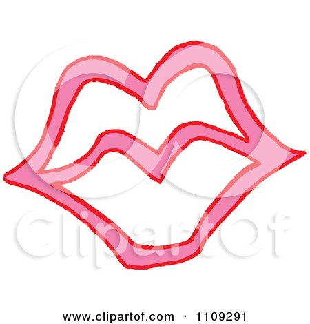 Clipart Pink And White Lips - Royalty Free Vector Illustration by LaffToon