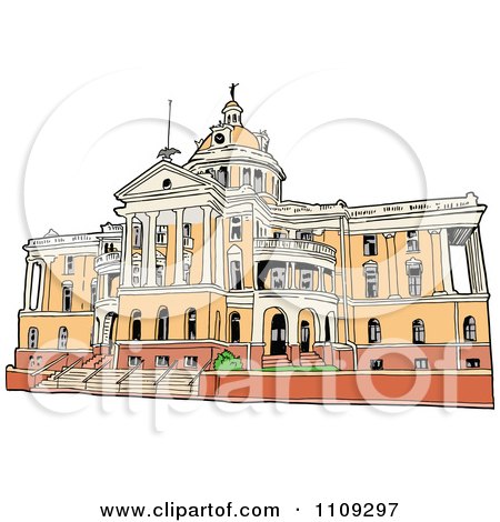 Clipart The Harrison County Courthouse In Marshall Texas - Royalty Free Vector Illustration by LaffToon