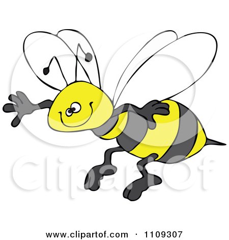 Clipart Happy Honey Bee Grinning And Flying - Royalty Free Vector Illustration by djart