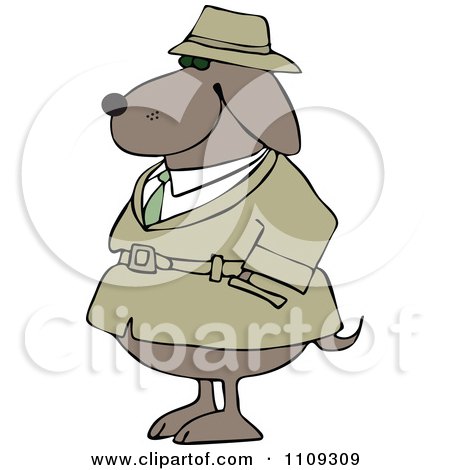 Clipart Investigator Dog In A Trench Coat With His Paws In His Pocket- Royalty Free Vector Illustration by djart