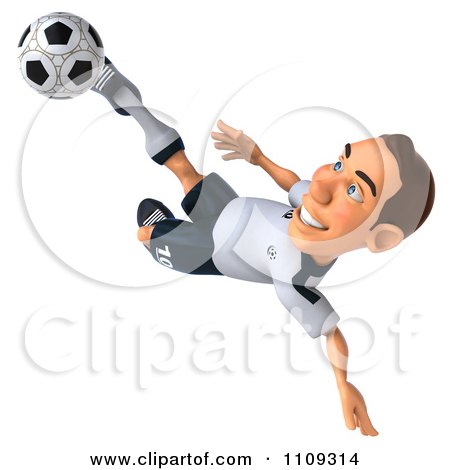 Clipart 3d White German Soccer Player 2 - Royalty Free CGI Illustration