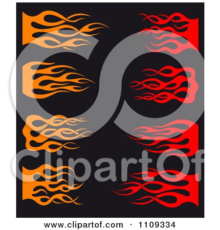 Clipart Red And Orange Flame Designs On Black - Royalty Free Vector Illustration by Vector Tradition SM