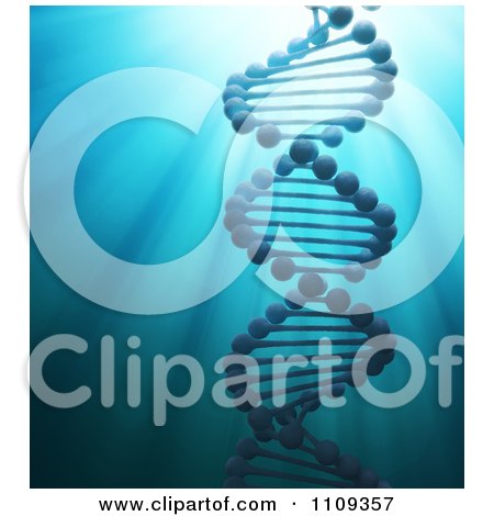 Clipart 3d DNA Double Helix Strand In Blue Light - Royalty Free CGI Illustration by Mopic