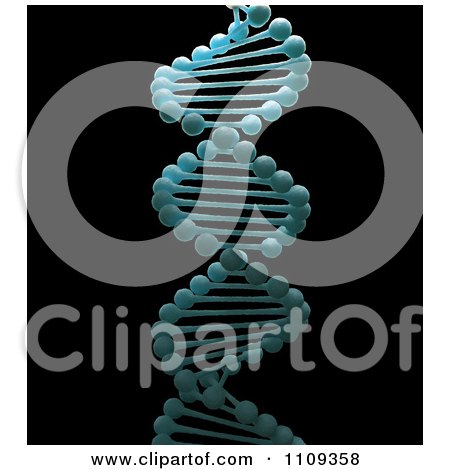 Clipart 3d DNA Double Helix Strand On Black - Royalty Free CGI Illustration by Mopic