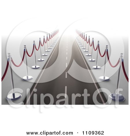 Clipart 3d Road Bordered With Red Rope Stanchions And Leading Into The Future - Royalty Free CGI Illustration by Mopic