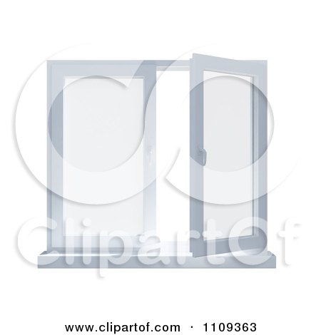 Clipart 3d Paneled Window With One Side Open - Royalty Free CGI Illustration by Mopic