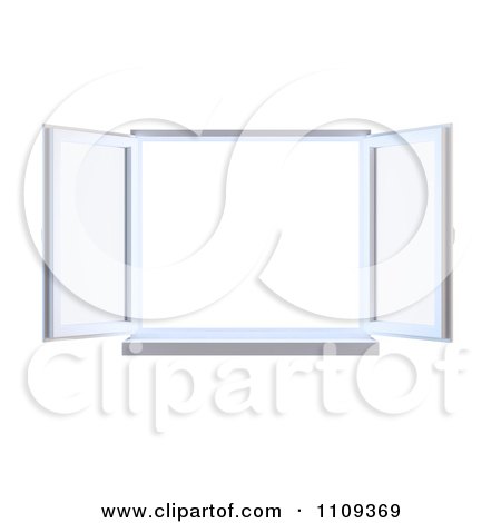 Clipart 3d Paneled Window Wide Open - Royalty Free CGI Illustration by Mopic