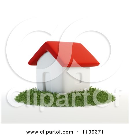 Clipart 3d White House With A Red Roof On A Patch Of Grass - Royalty Free CGI Illustration by Mopic