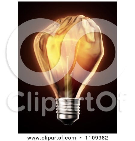 Clipart 3d Glowing Fist Shaped Light Bulb - Royalty Free CGI Illustration by Mopic