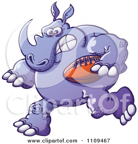 Clipart Purple Rubgy Football Rhino - Royalty Free Vector Illustration by Zooco
