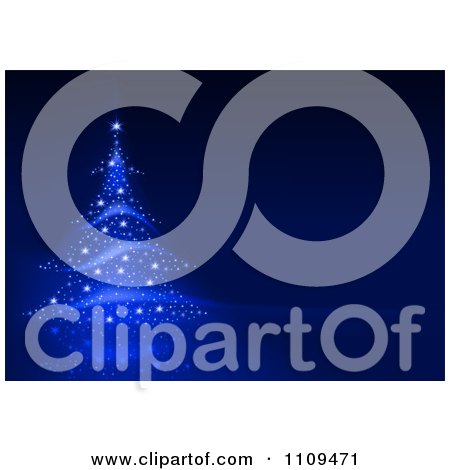 Clipart Blue Christmas Background With A Tree Made Of Sparkling Lights And Copy Space - Royalty Free Vector Illustration by dero