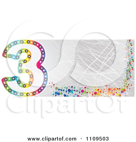 Clipart Colorful Number 3 Banner With Scratches - Royalty Free Vector Illustration by Andrei Marincas