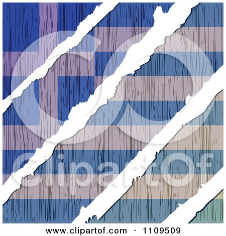 Clipart Torn Wooden Greek Flag - Royalty Free Vector Illustration by Andrei Marincas