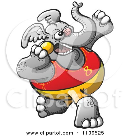 Clipart Elephant Throwing A Shot Put - Royalty Free Vector Illustration by Zooco