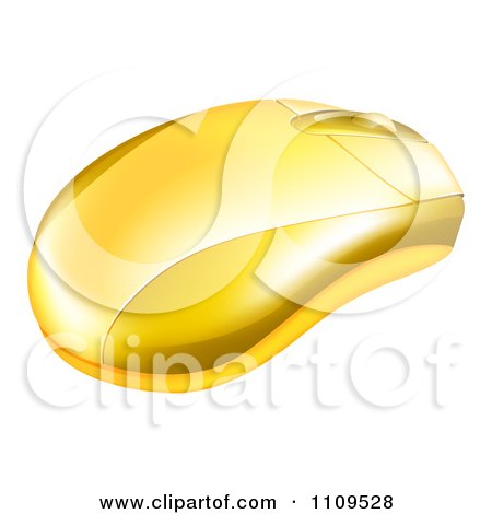 Clipart 3d Gold Computer Mouse - Royalty Free Vector Illustration by AtStockIllustration