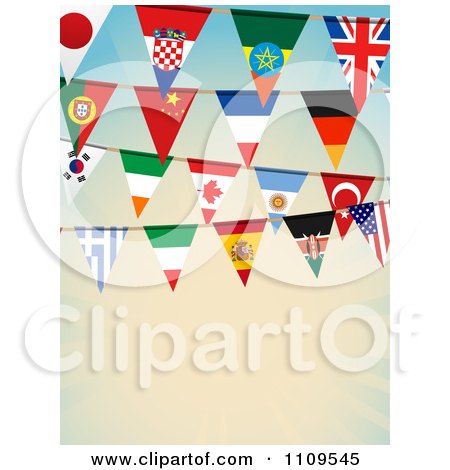 Clipart National Flag Bunting Banners Over Gradient With Copyspace - Royalty Free Vector Illustration by elaineitalia